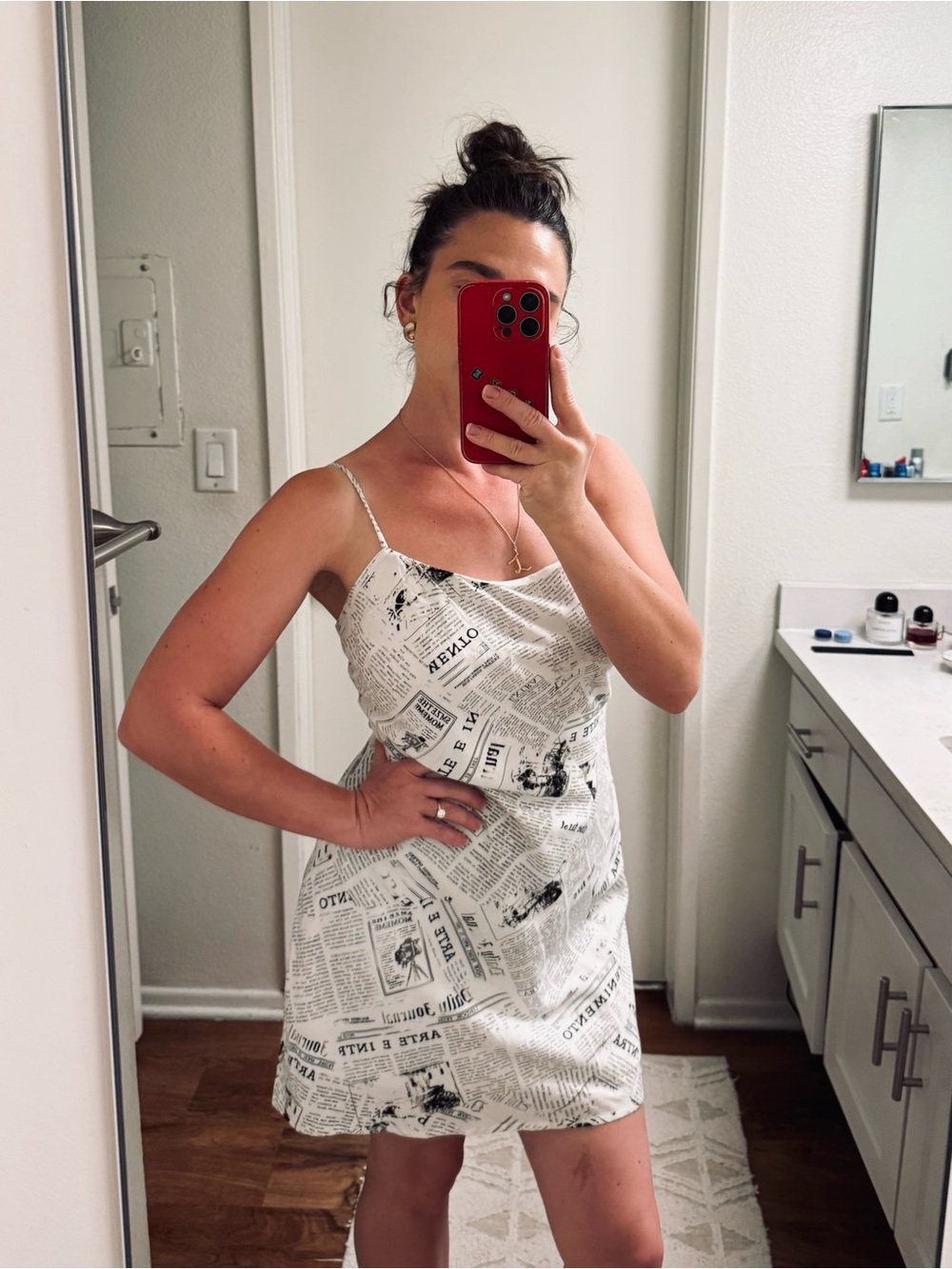 Lovely Day Sex and the City inspired White Newspaper-Print Mini Dress